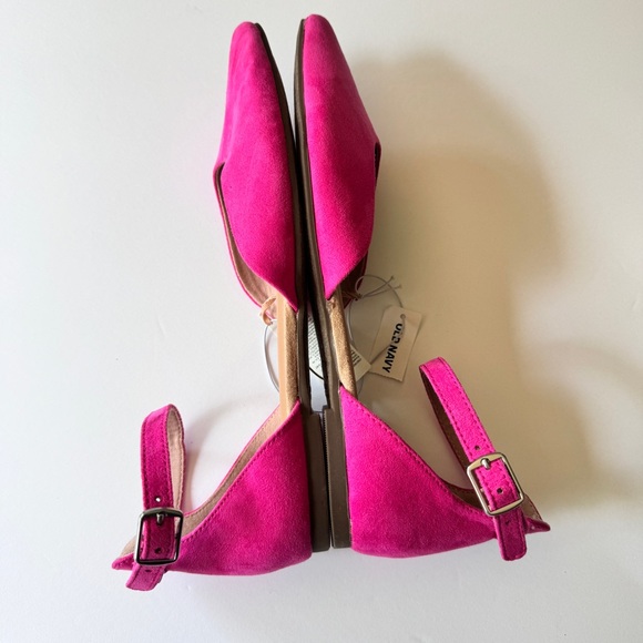 Old Navy Women's Pointy Toe Low Heel Ankle Strap Flats Polarized Pink Sz 7 - Picture 9 of 10